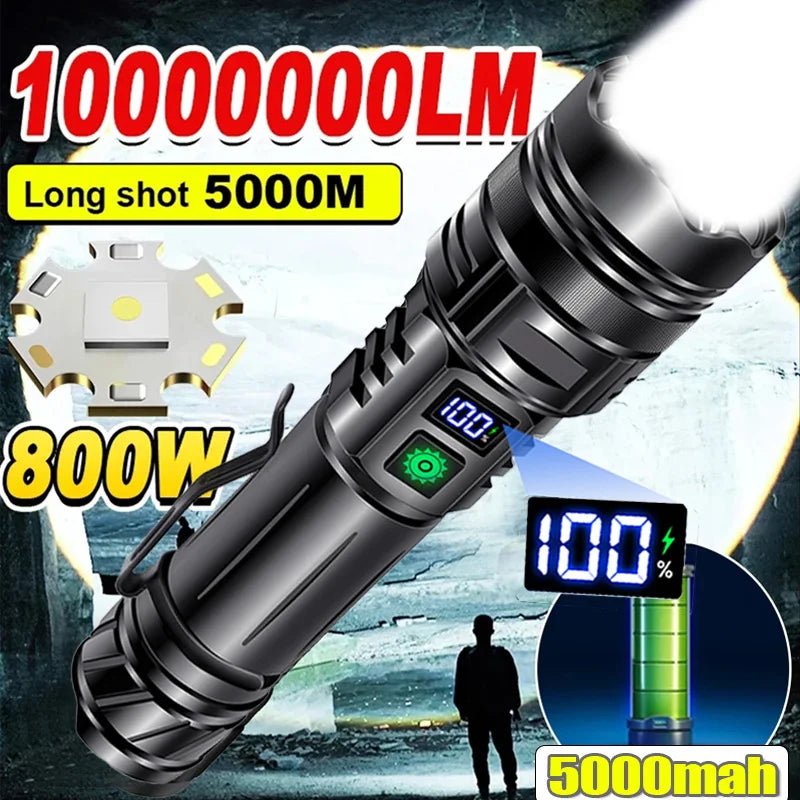 Cat Shop Boys - Rechargeable GT10 Flashlight Super Bright Portable Ultra Power Long Range Tactical Torch Lamp Outdoor Emergency Camping Lantern