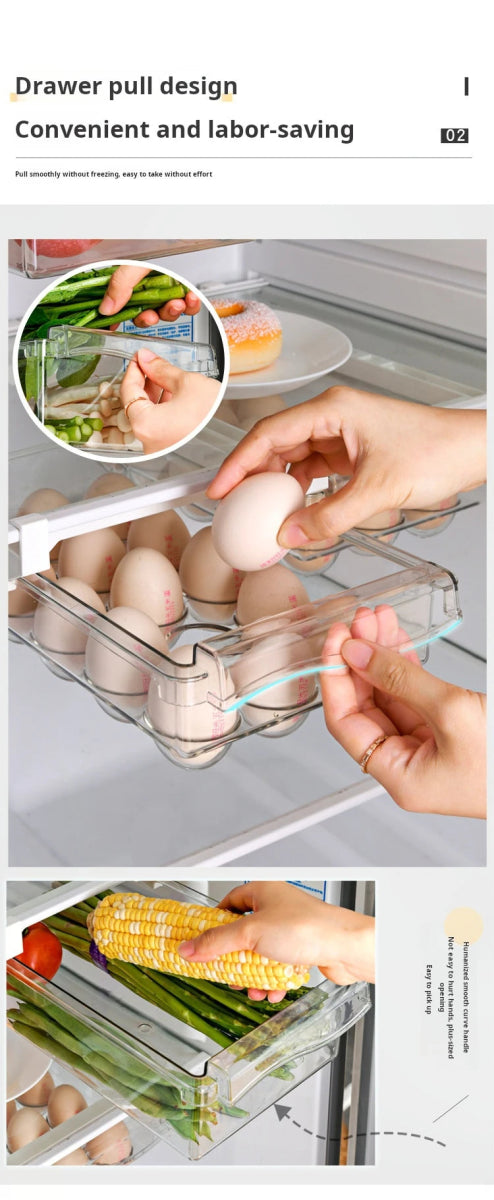 Cat Shop Boys - Refrigerator Egg Storage Box Drawer Style Food Fruit Egg Rack Egg Holder Household Plastic Fresh - keeping Box