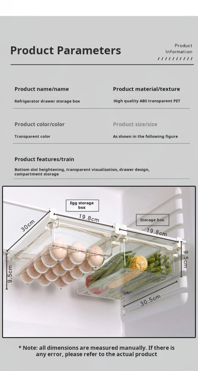 Cat Shop Boys - Refrigerator Egg Storage Box Drawer Style Food Fruit Egg Rack Egg Holder Household Plastic Fresh - keeping Box