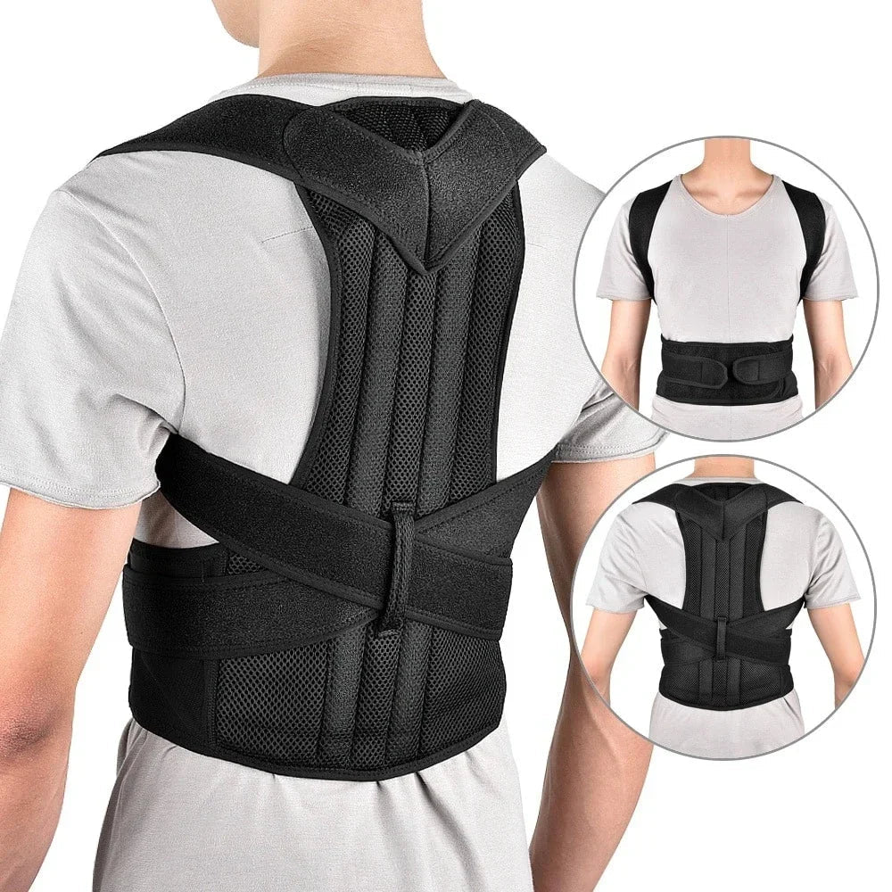 Cat Shop Boys - Reinforced Belt Lumbar Column Posture Corrector Vest Adjustable Back Support Strap Shoulder Spine Brace Neck Stretcher Trainer