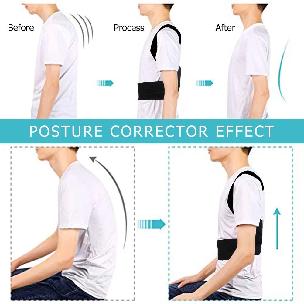 Cat Shop Boys - Reinforced Belt Lumbar Column Posture Corrector Vest Adjustable Back Support Strap Shoulder Spine Brace Neck Stretcher Trainer