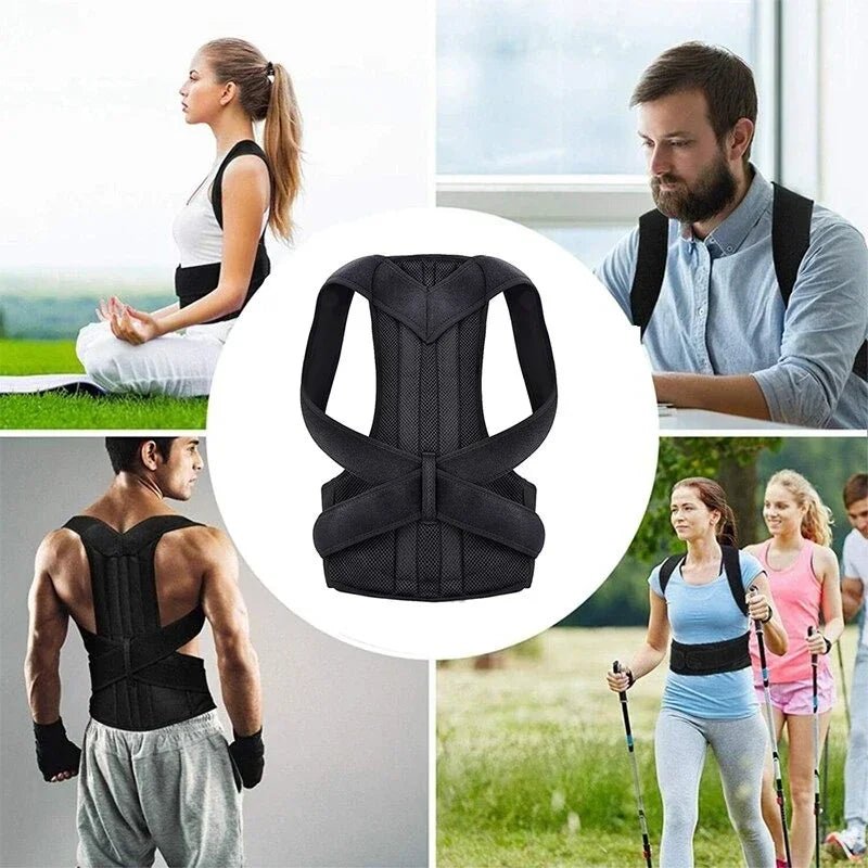 Cat Shop Boys - Reinforced Belt Lumbar Column Posture Corrector Vest Adjustable Back Support Strap Shoulder Spine Brace Neck Stretcher Trainer