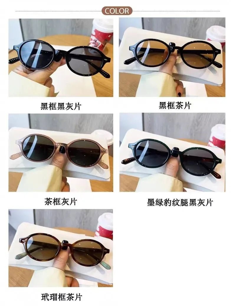 Cat Shop Boys - Retro Small Oval Sunglasses Women Men Rivets Shades Fashion Eyewear Luxury Sun Glasses UV400 Female