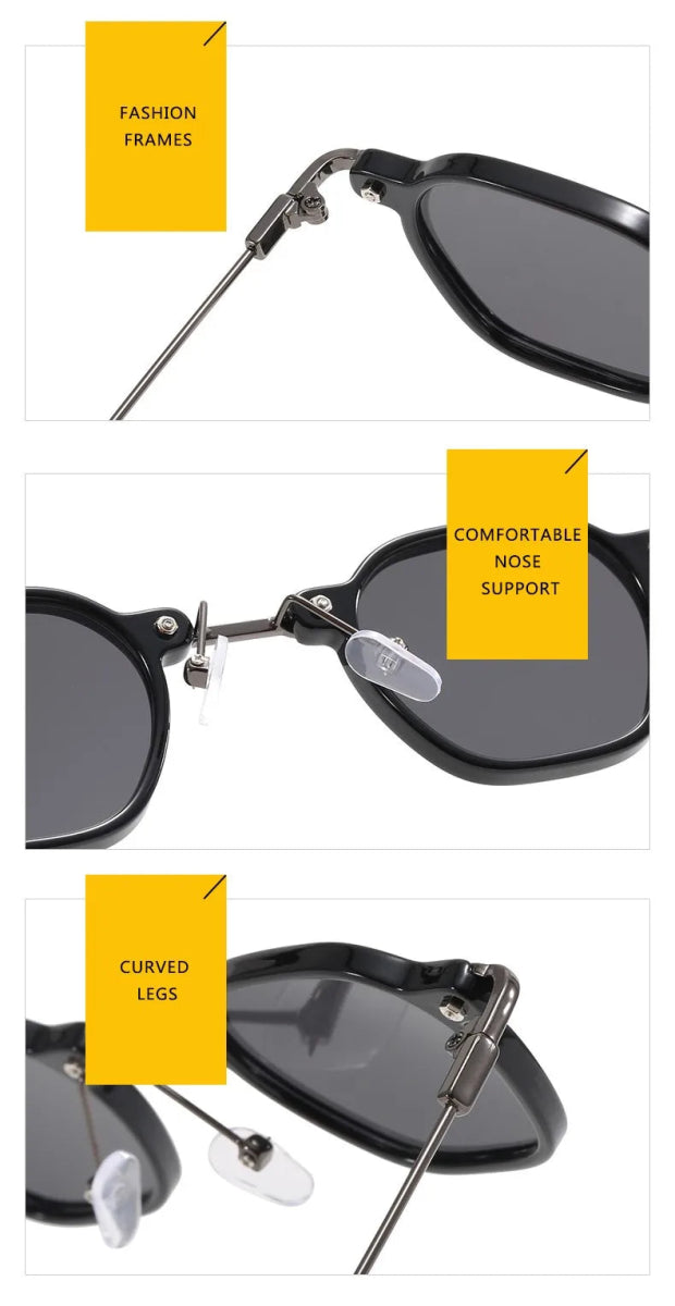 Cat Shop Boys - Retro Square Sunglasses Men Small Frame Sun Glasses Women New Fashion Polygonal Metal Eyeglasses Shadow UV400