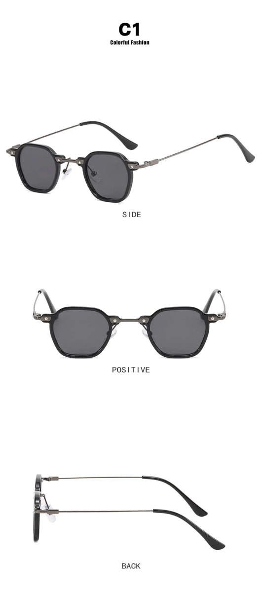 Cat Shop Boys - Retro Square Sunglasses Men Small Frame Sun Glasses Women New Fashion Polygonal Metal Eyeglasses Shadow UV400