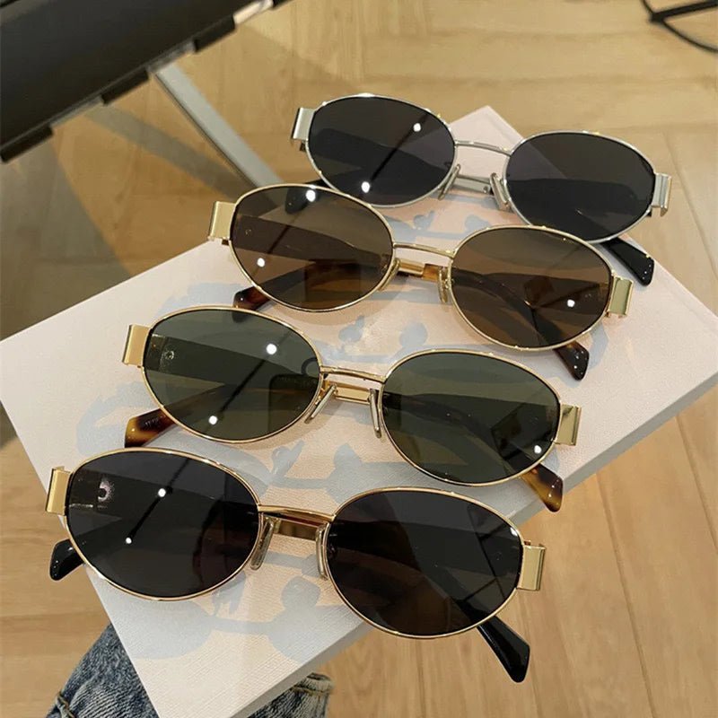 Cat Shop Boys - Retro Steampunk Sun Protection Sunglasses Vintage New Women's Metal Oval Sunglasses Ladies Classic UV400 Sunscreen Eyewear