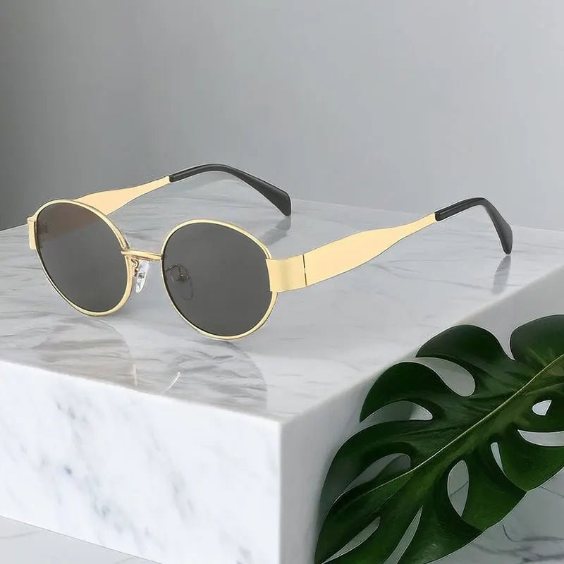 Cat Shop Boys - Retro Steampunk Sun Protection Sunglasses Vintage New Women's Metal Oval Sunglasses Ladies Classic UV400 Sunscreen Eyewear