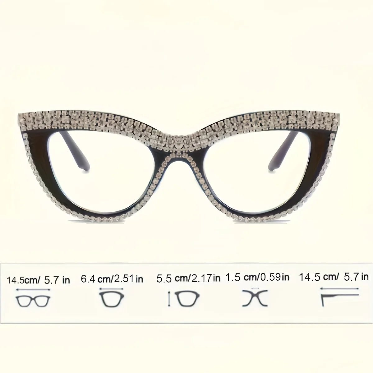 Cat Shop Boys - Rhinestone Trendy Reading Glasses for Women Retro Square Cute Sturdy Computer Womens Cat Eye Glasses