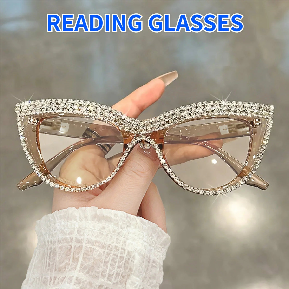 Cat Shop Boys - Rhinestone Trendy Reading Glasses for Women Retro Square Cute Sturdy Computer Womens Cat Eye Glasses