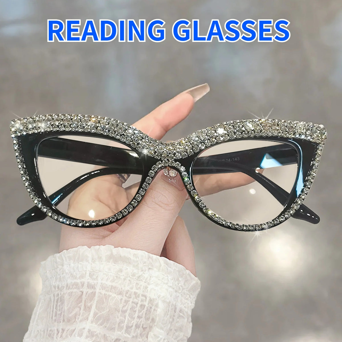 Cat Shop Boys - Rhinestone Trendy Reading Glasses for Women Retro Square Cute Sturdy Computer Womens Cat Eye Glasses