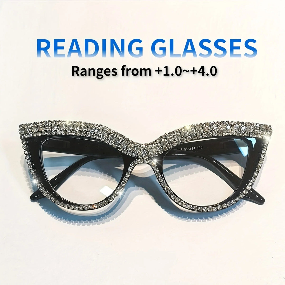 Cat Shop Boys - Rhinestone Trendy Reading Glasses for Women Retro Square Cute Sturdy Computer Womens Cat Eye Glasses