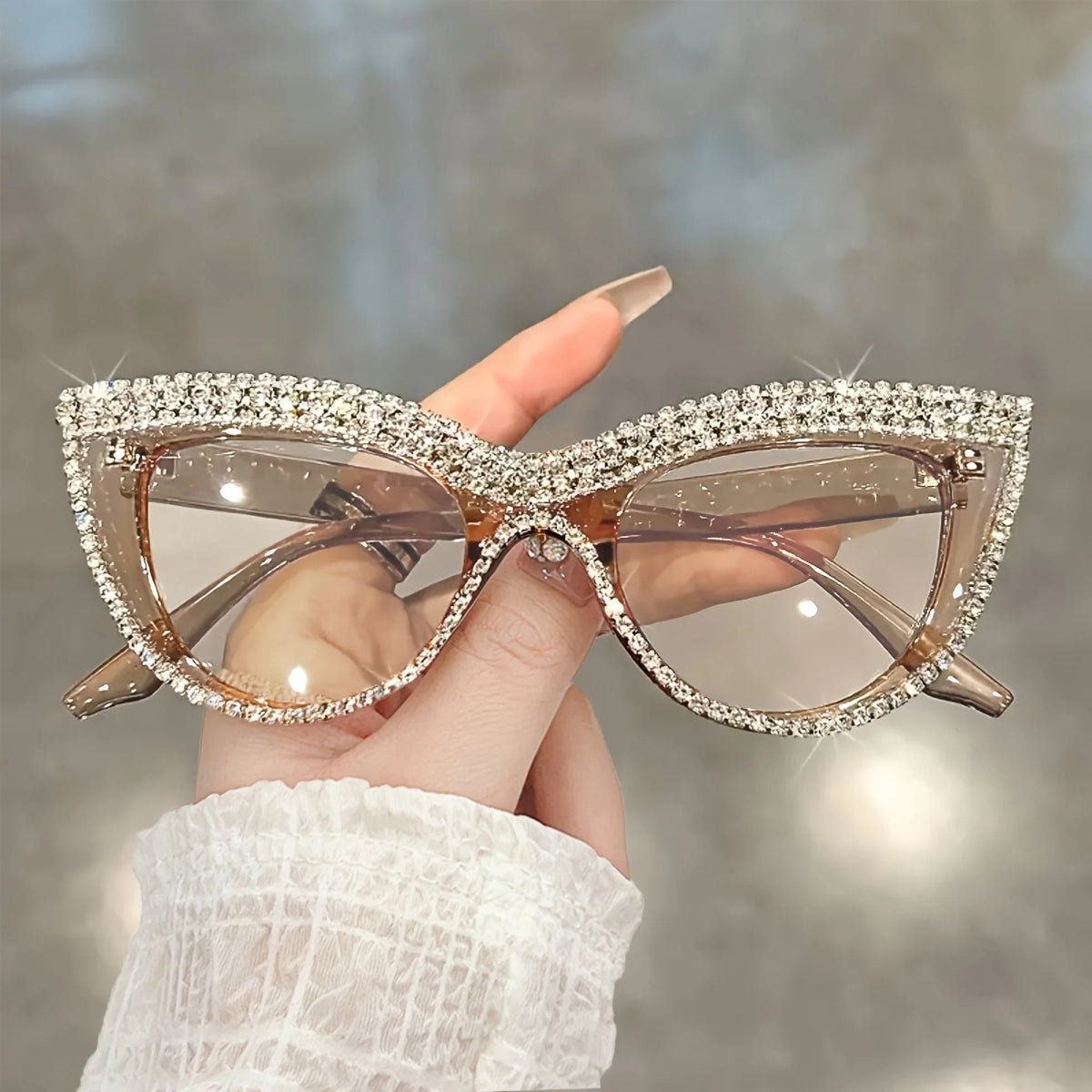 Cat Shop Boys - Rhinestone Trendy Reading Glasses for Women Retro Square Cute Sturdy Computer Womens Cat Eye Glasses