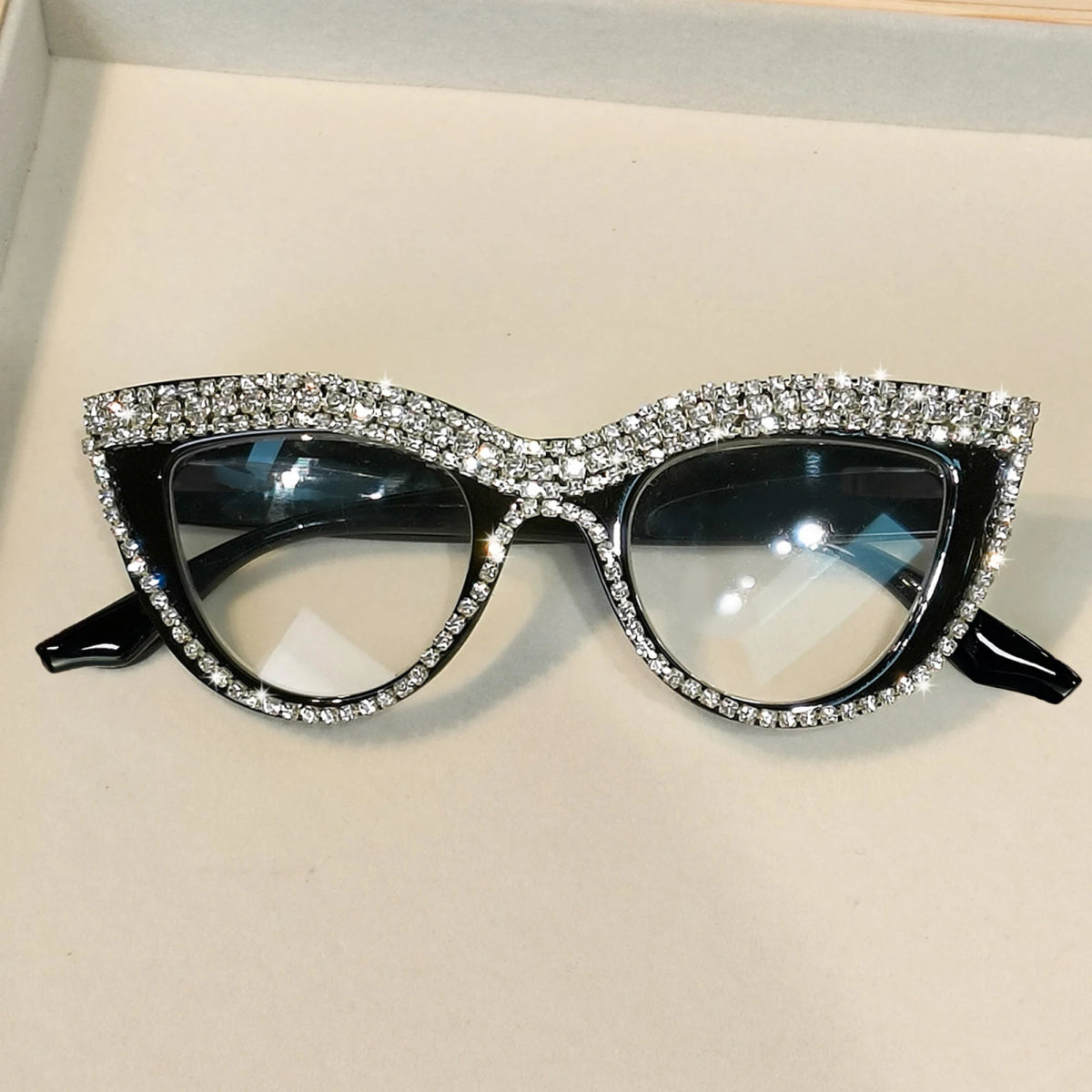 Cat Shop Boys - Rhinestone Trendy Reading Glasses for Women Retro Square Cute Sturdy Computer Womens Cat Eye Glasses