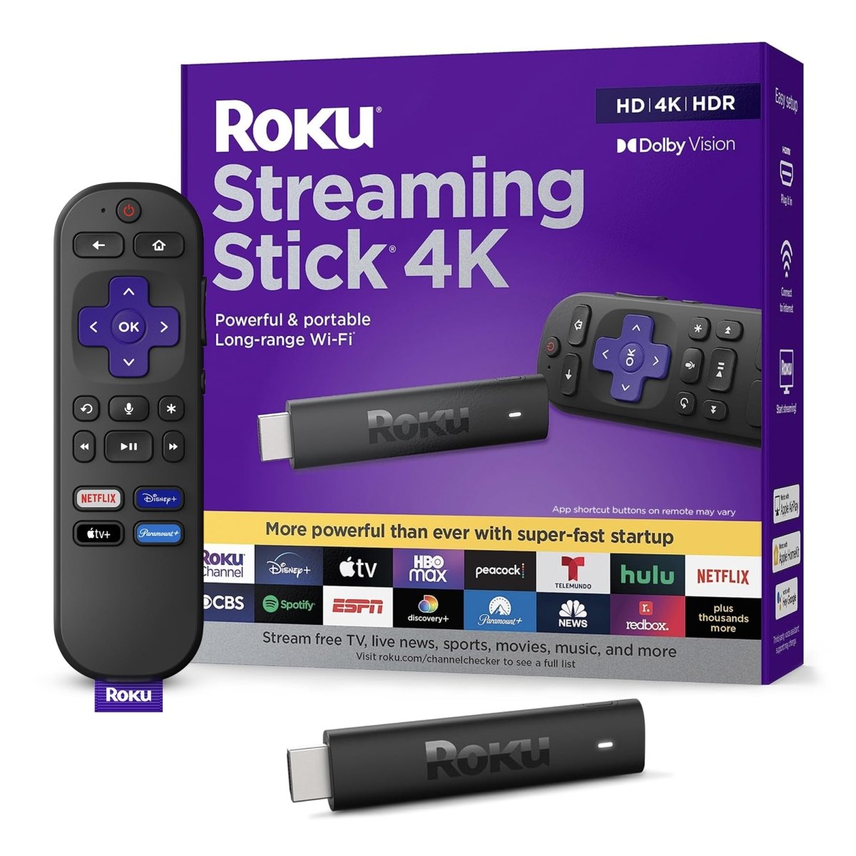 Cat Shop Boys - Roku Streaming Stick 4K | Portable Roku Streaming Device 4K/HDR/Dolby Vision, Roku Voice Remote, Free & Live TV