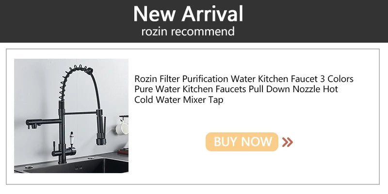 Cat Shop Boys - Rozin Black Spring Pull Down Kitchen Sink Faucet Deck Mounted Dual Spout Hot & Cold Water Mixer Tap Crane,Single Handle,SUS 304