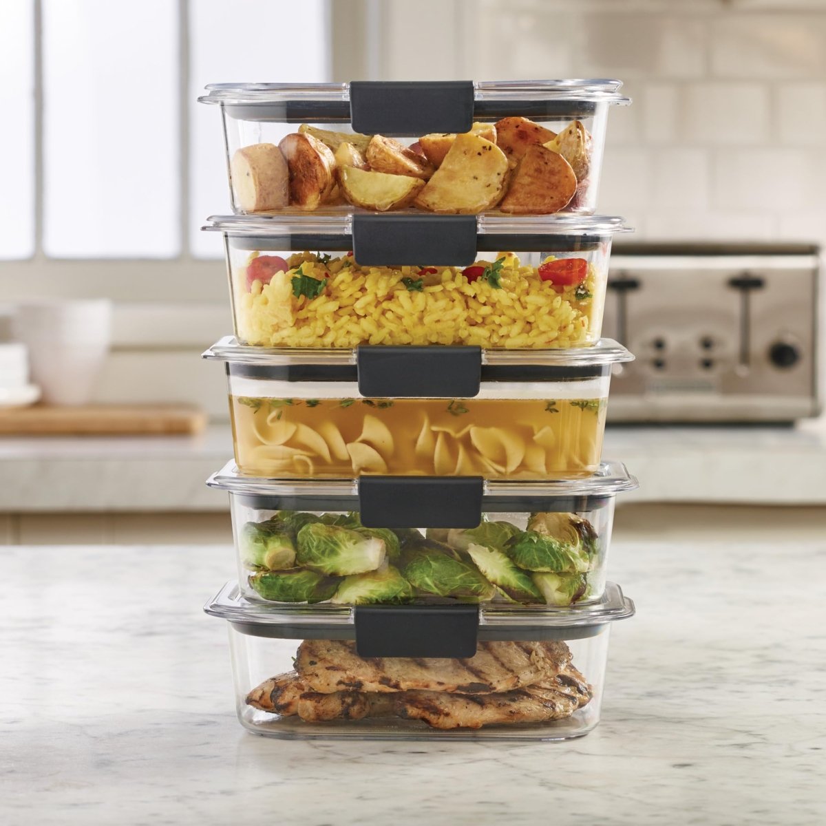 Cat Shop Boys - Rubbermaid Brilliance Food Storage Containers, BPA Free, Airtight Lids, Ideal for Lunch, Meal Prep & Leftovers, Set of 5 (3.2 Cup)