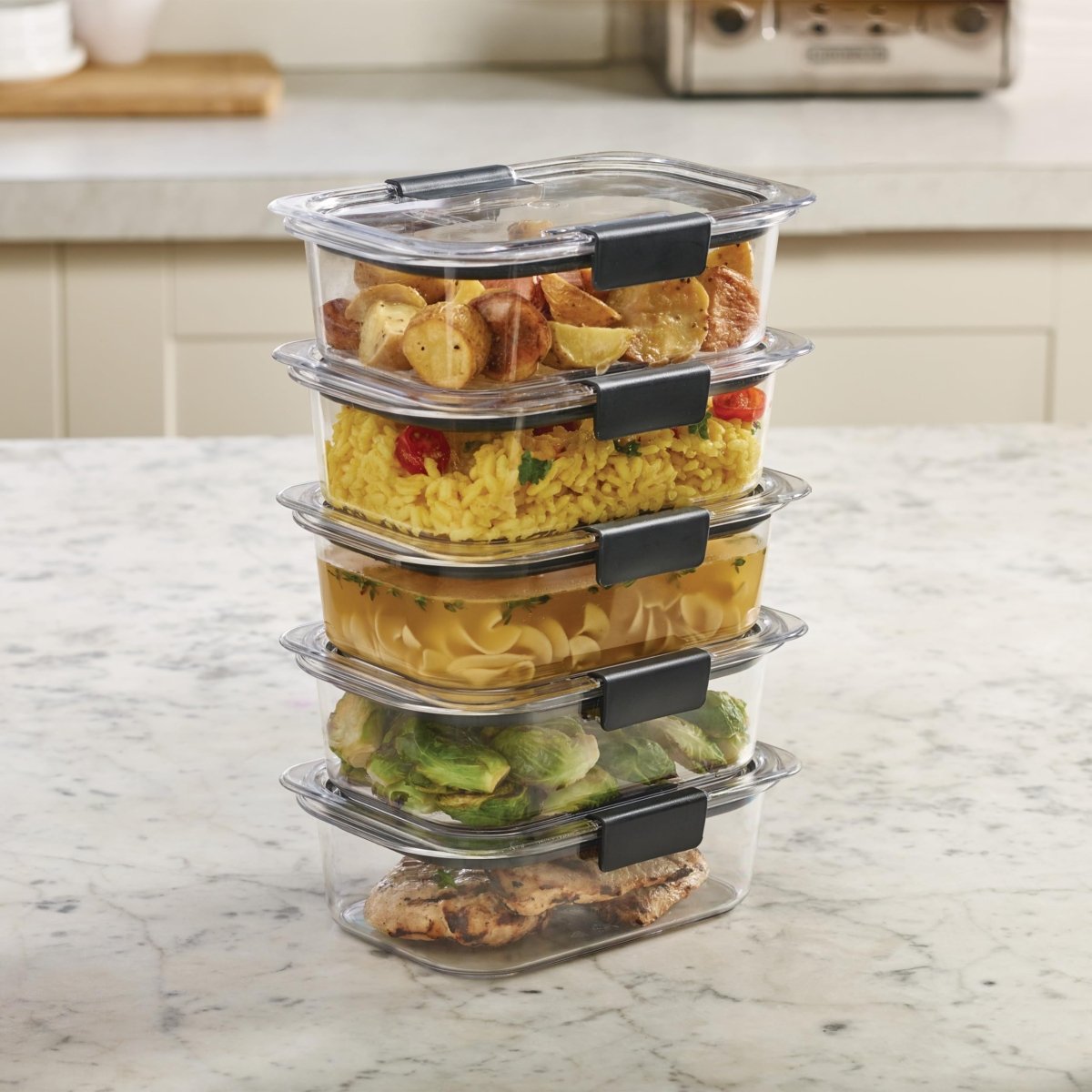 Cat Shop Boys - Rubbermaid Brilliance Food Storage Containers, BPA Free, Airtight Lids, Ideal for Lunch, Meal Prep & Leftovers, Set of 5 (3.2 Cup)