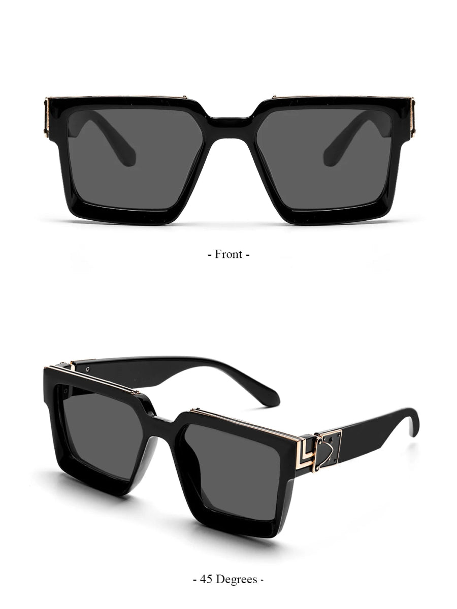 Cat Shop Boys - Ruiao Retro Black Millionaire Shades Luxury Sunglasses 2024 For Men Designer Famous Brand Square Sun Glasses Man Women Sunglass