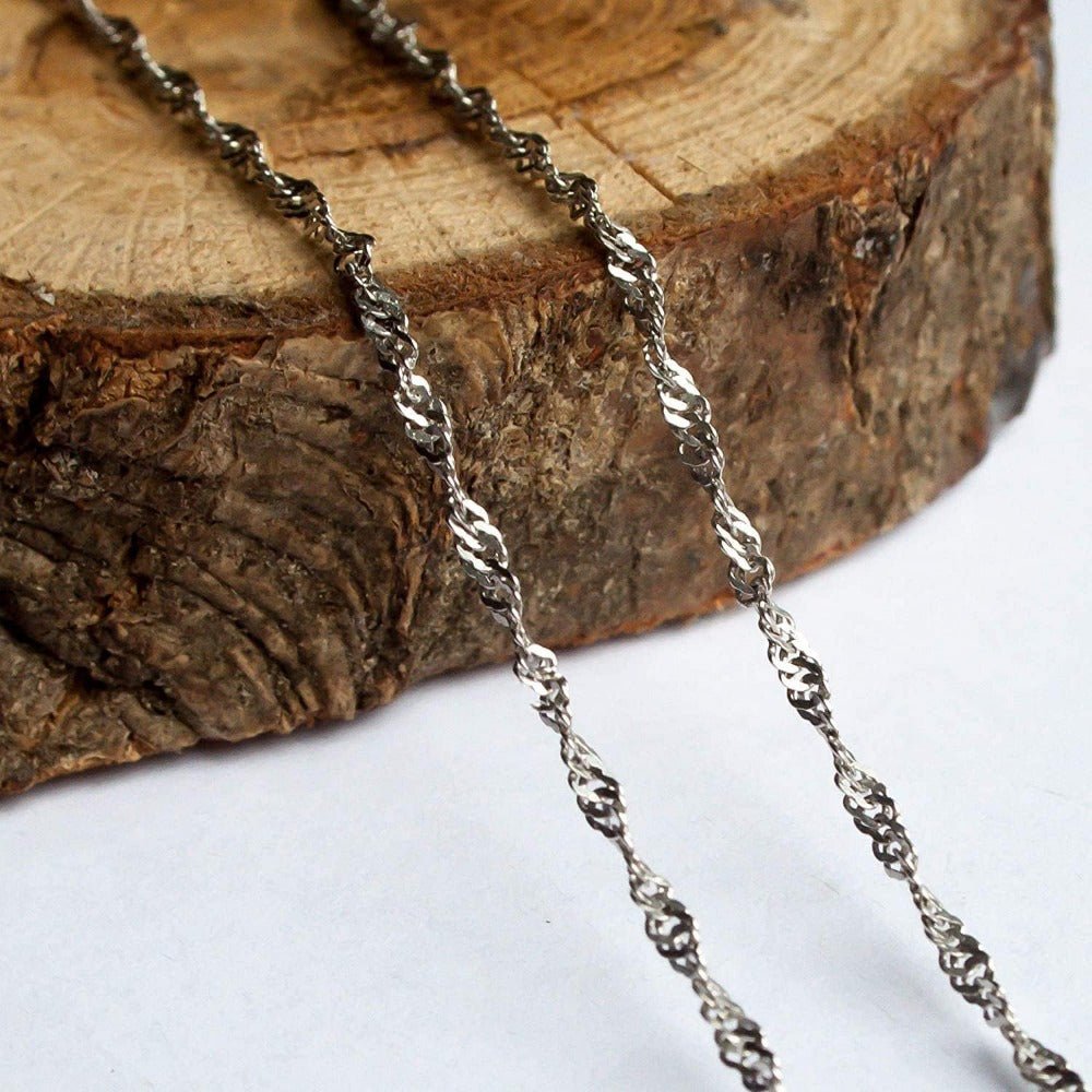 Cat Shop Boys - S925 Sterling Silver Simple Water Ripple Chain Necklace Casual Decoration Gift For Women