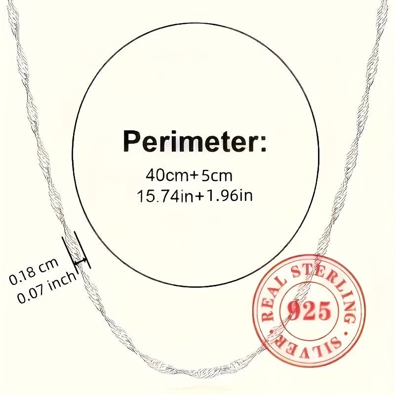 Cat Shop Boys - S925 Sterling Silver Simple Water Ripple Chain Necklace Casual Decoration Gift For Women