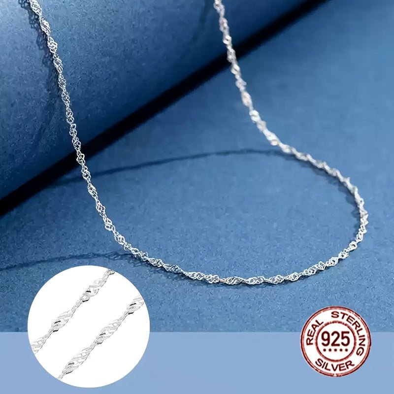 Cat Shop Boys - S925 Sterling Silver Simple Water Ripple Chain Necklace Casual Decoration Gift For Women