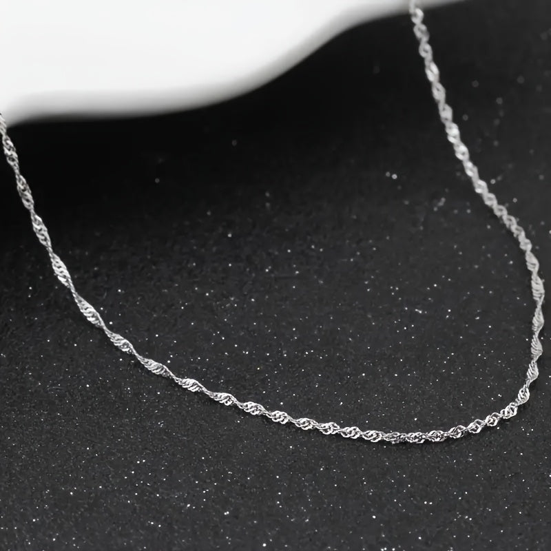 Cat Shop Boys - S925 Sterling Silver Simple Water Ripple Chain Necklace Casual Decoration Gift For Women