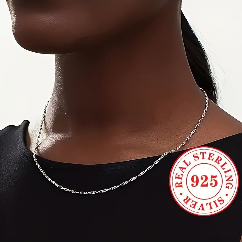 Cat Shop Boys - S925 Sterling Silver Simple Water Ripple Chain Necklace Casual Decoration Gift For Women