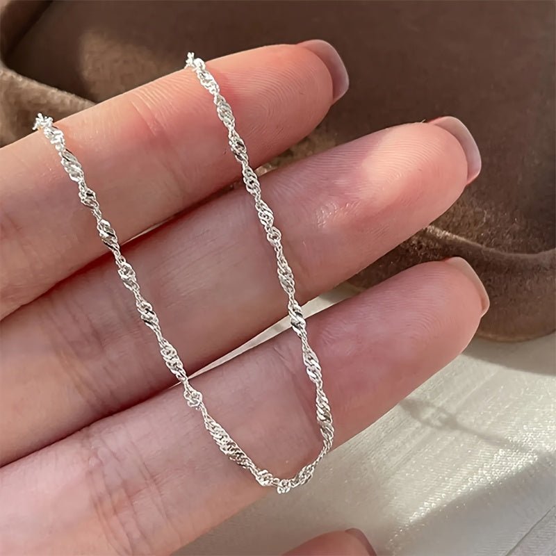 Cat Shop Boys - S925 Sterling Silver Simple Water Ripple Chain Necklace Casual Decoration Gift For Women