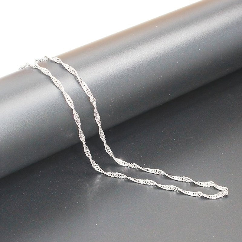 Cat Shop Boys - S925 Sterling Silver Simple Water Ripple Chain Necklace Casual Decoration Gift For Women