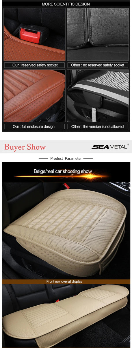 Cat Shop Boys - SEAMETAL Leather Seat Covers Car Cushion Four Seasons Automobiles Seat Cover Universal Pad Mats Protector for Car Seat