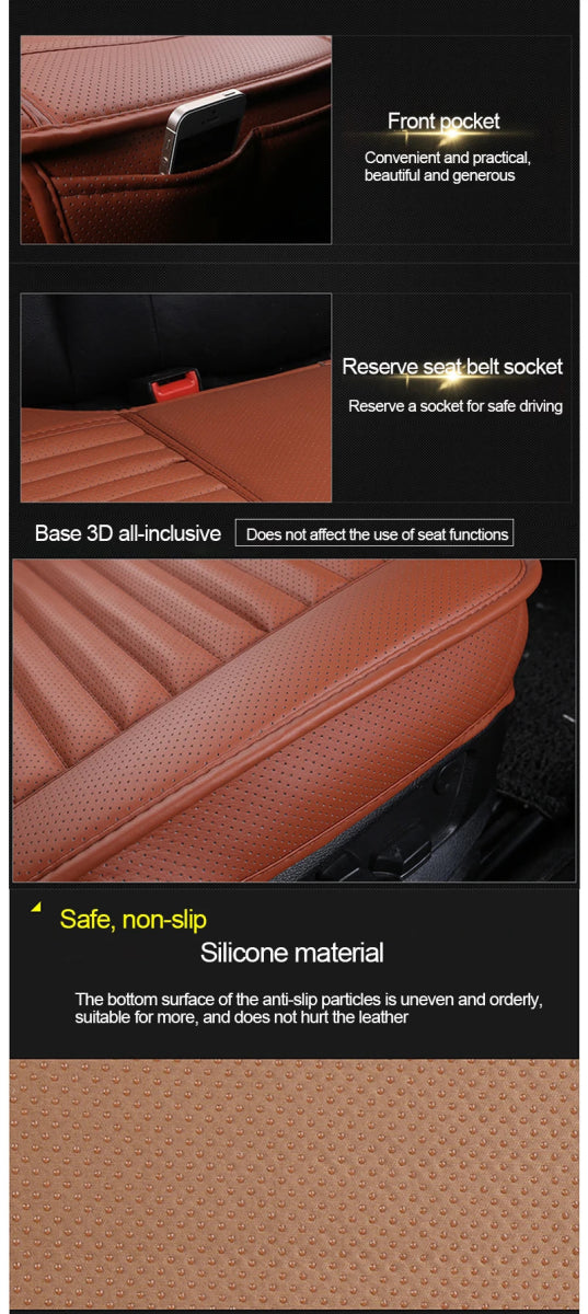 Cat Shop Boys - SEAMETAL Leather Seat Covers Car Cushion Four Seasons Automobiles Seat Cover Universal Pad Mats Protector for Car Seat