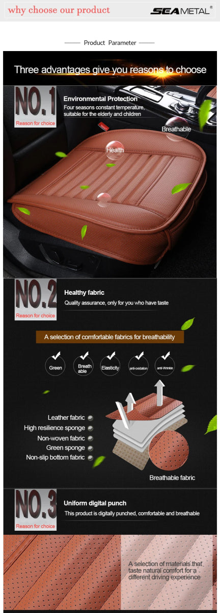 Cat Shop Boys - SEAMETAL Leather Seat Covers Car Cushion Four Seasons Automobiles Seat Cover Universal Pad Mats Protector for Car Seat