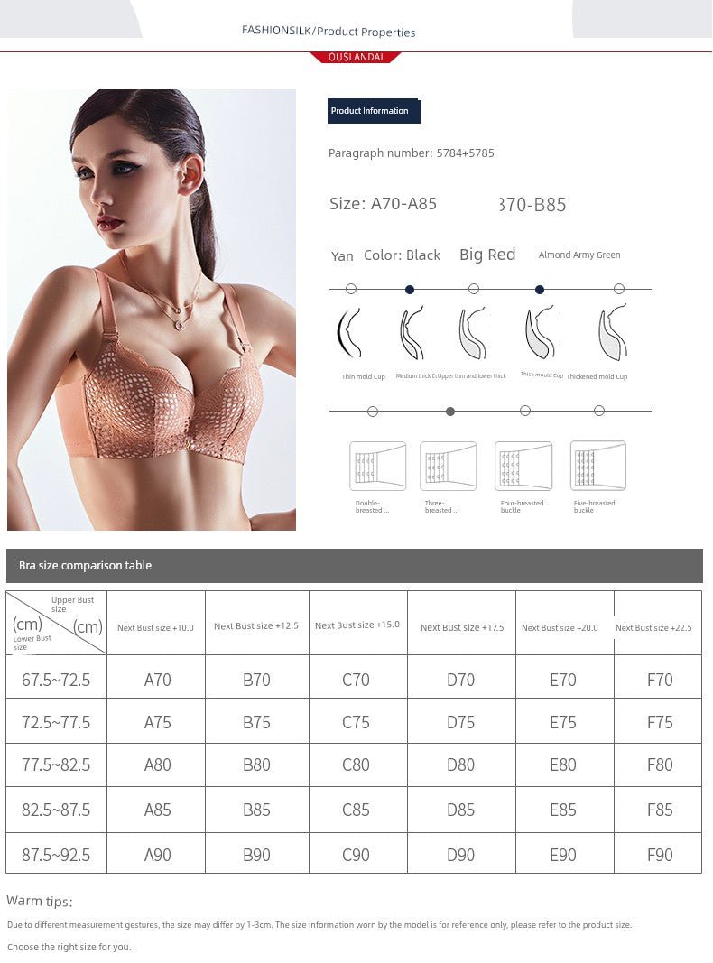 Cat Shop Boys - Sephole Women's Intimates Light Soft Feather Cotton Cup Plaid Thick Small Breast Bra Push up Adjustment Sexy Push up Bra