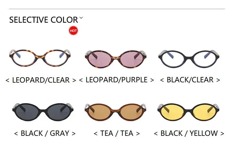 Cat Shop Boys - Sexy Small Oval Leopard Sunglasses Women Lovely Ins No Makeup Plain Glasses Frame Eyewear Cute Decorative Computer Glasses Men