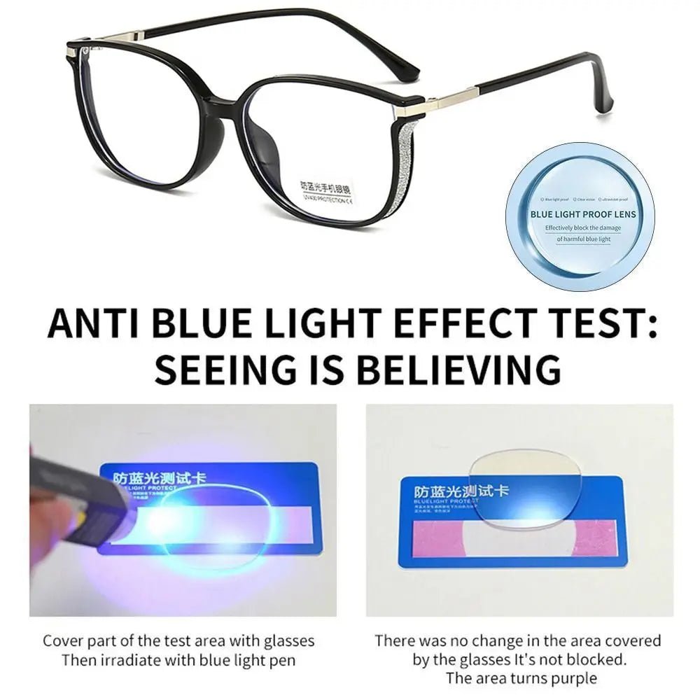 Cat Shop Boys - Shining Rhinestones Anti - Blue Light Reading Glasses Urltra - Light Eye Protection Men Women Elegant Comfortable Eyeglasses New