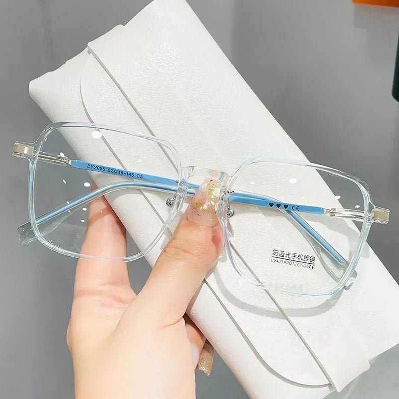 Cat Shop Boys - Shiny Diamond Photochromic Myopia Glasses Ultra Light Frame High - end Color Changing Eyewear Large Frame Anti Blue Light Glasses