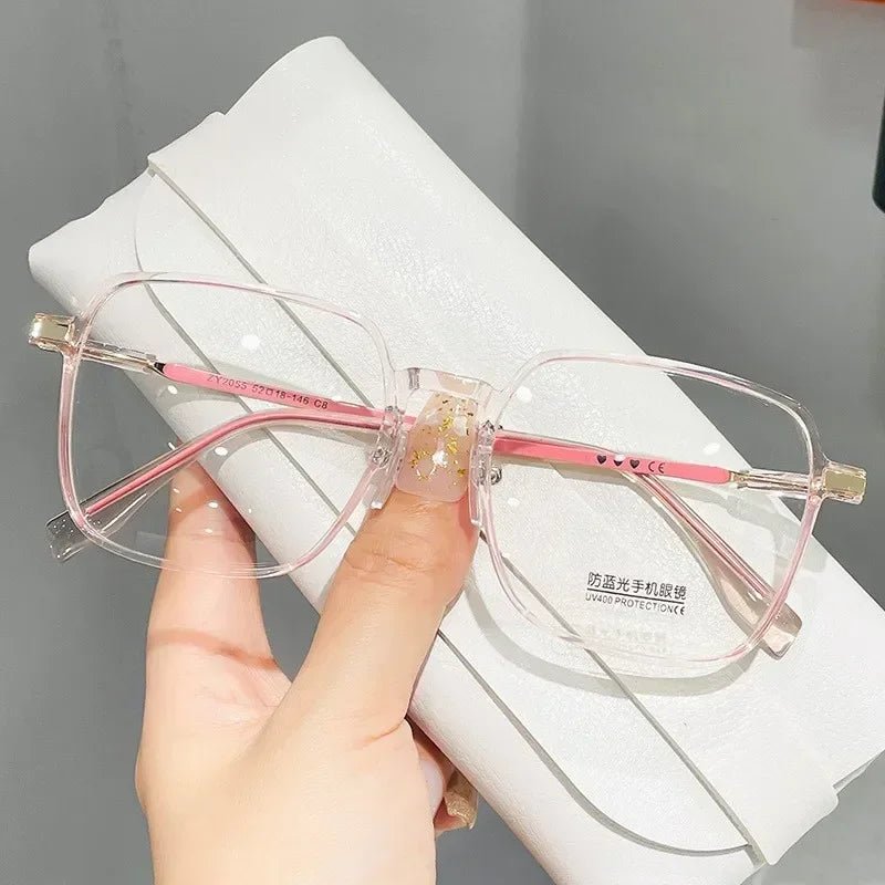 Cat Shop Boys - Shiny Diamond Photochromic Myopia Glasses Ultra Light Frame High - end Color Changing Eyewear Large Frame Anti Blue Light Glasses