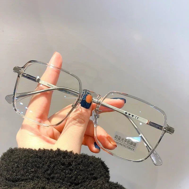 Cat Shop Boys - Shiny Diamond Photochromic Myopia Glasses Ultra Light Frame High - end Color Changing Eyewear Large Frame Anti Blue Light Glasses