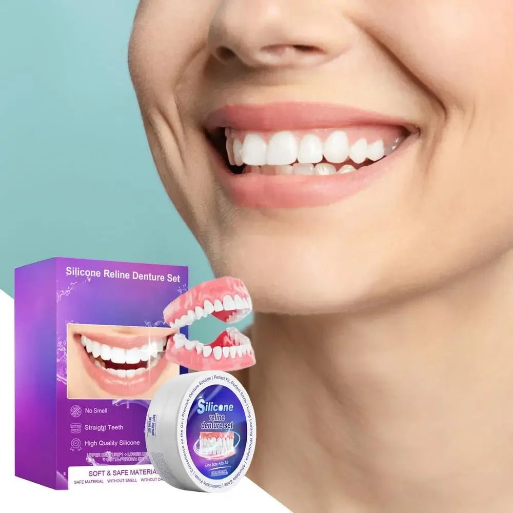 Cat Shop Boys - Silicone Denture Set Fit Temporary Orthodontic Teeth Dentures Fake Tooth Oral Hygiene Care Whitening Dentures Simulation Braces