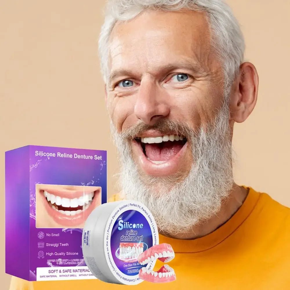 Cat Shop Boys - Silicone Denture Set Fit Temporary Orthodontic Teeth Dentures Fake Tooth Oral Hygiene Care Whitening Dentures Simulation Braces