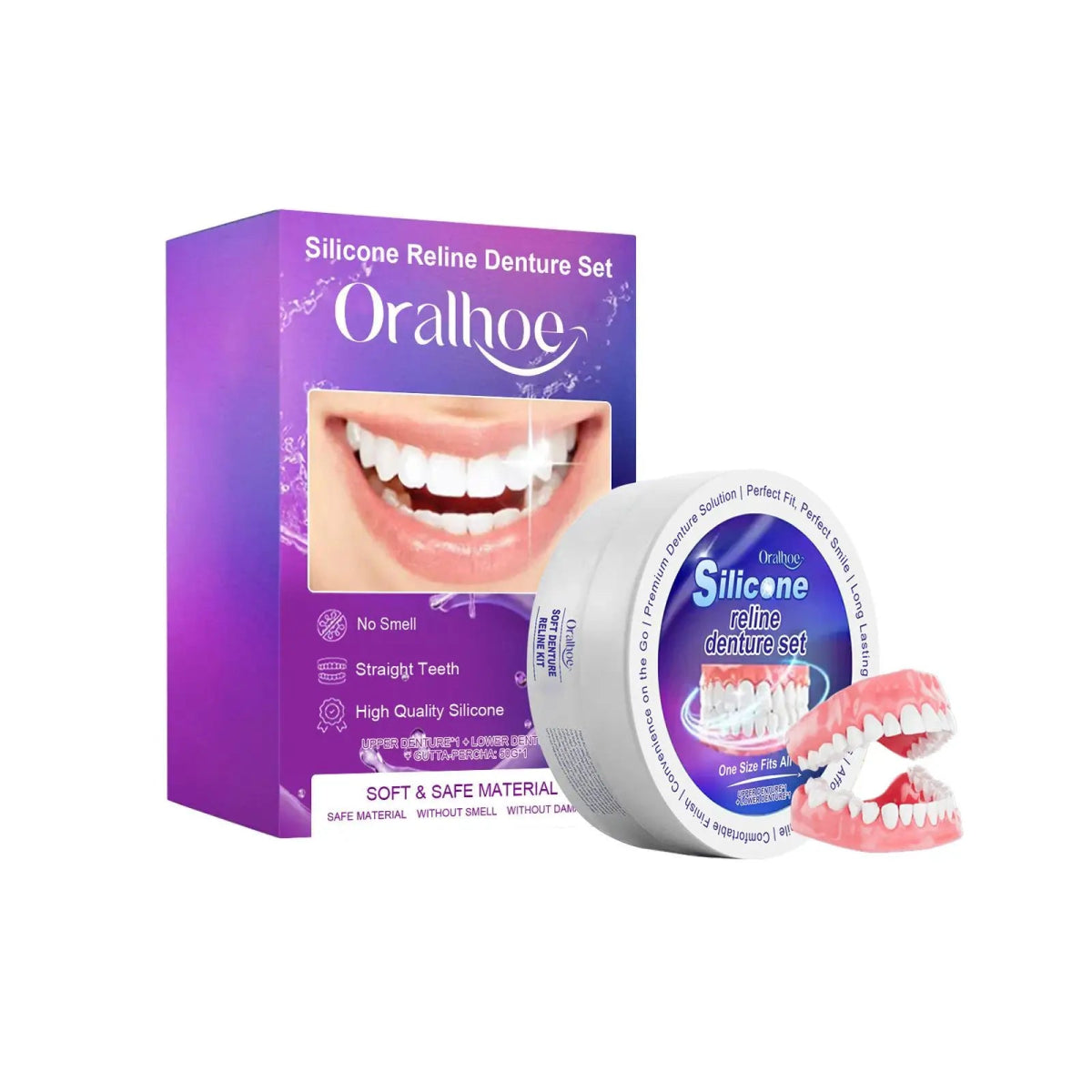 Cat Shop Boys - Silicone Denture Set Fit Temporary Orthodontic Teeth Dentures Fake Tooth Oral Hygiene Care Whitening Dentures Simulation Braces