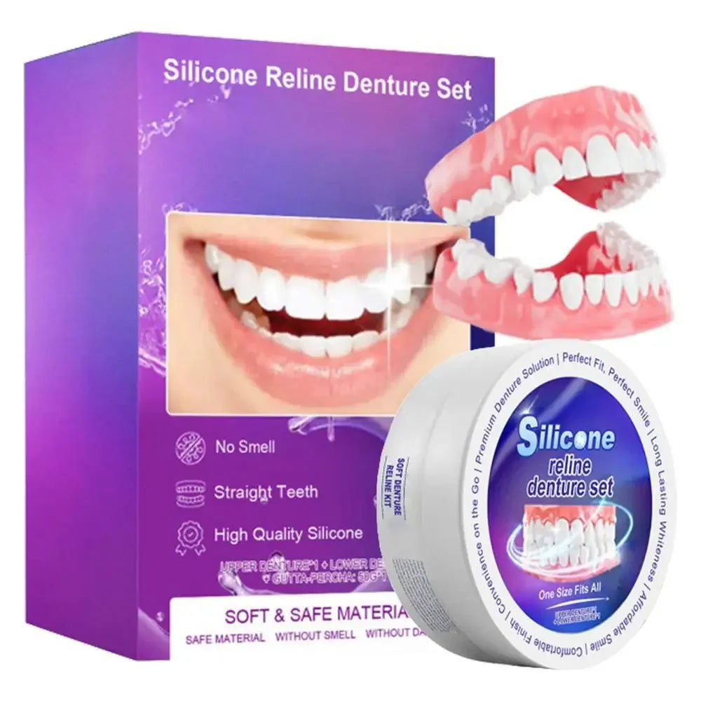 Cat Shop Boys - Silicone Denture Set Fit Temporary Orthodontic Teeth Dentures Fake Tooth Oral Hygiene Care Whitening Dentures Simulation Braces