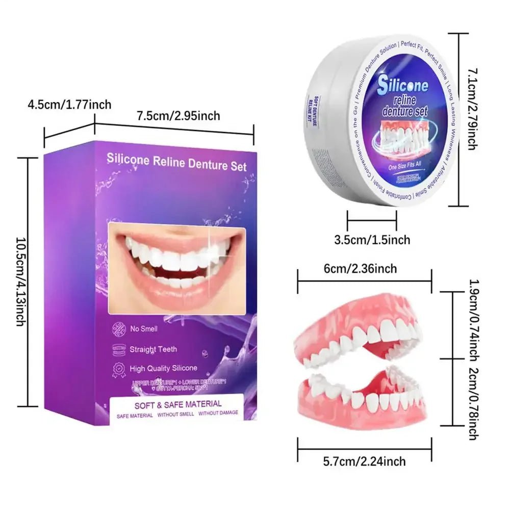 Cat Shop Boys - Silicone Denture Set Fit Temporary Orthodontic Teeth Dentures Fake Tooth Oral Hygiene Care Whitening Dentures Simulation Braces