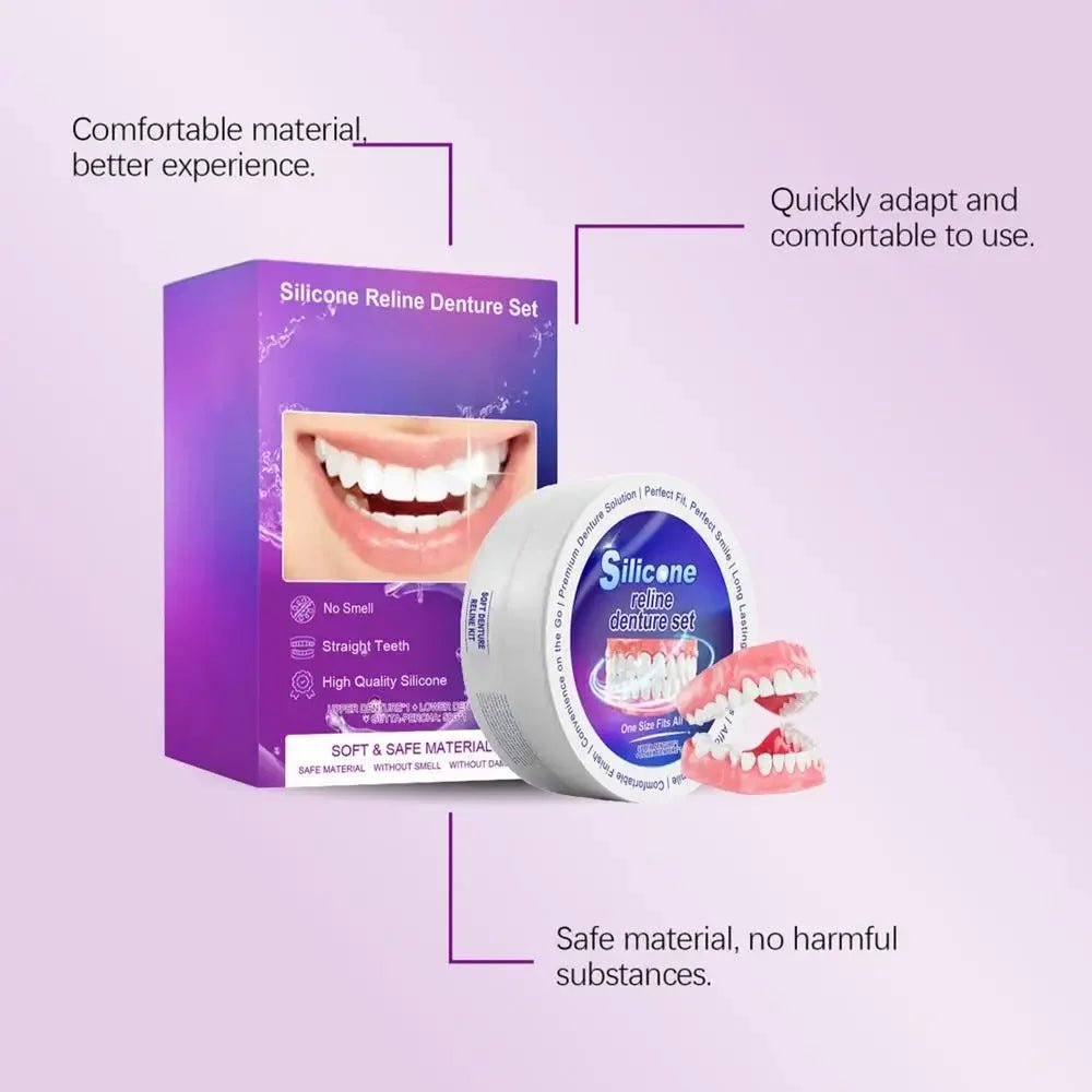 Cat Shop Boys - Silicone Denture Set Fit Temporary Orthodontic Teeth Dentures Fake Tooth Oral Hygiene Care Whitening Dentures Simulation Braces