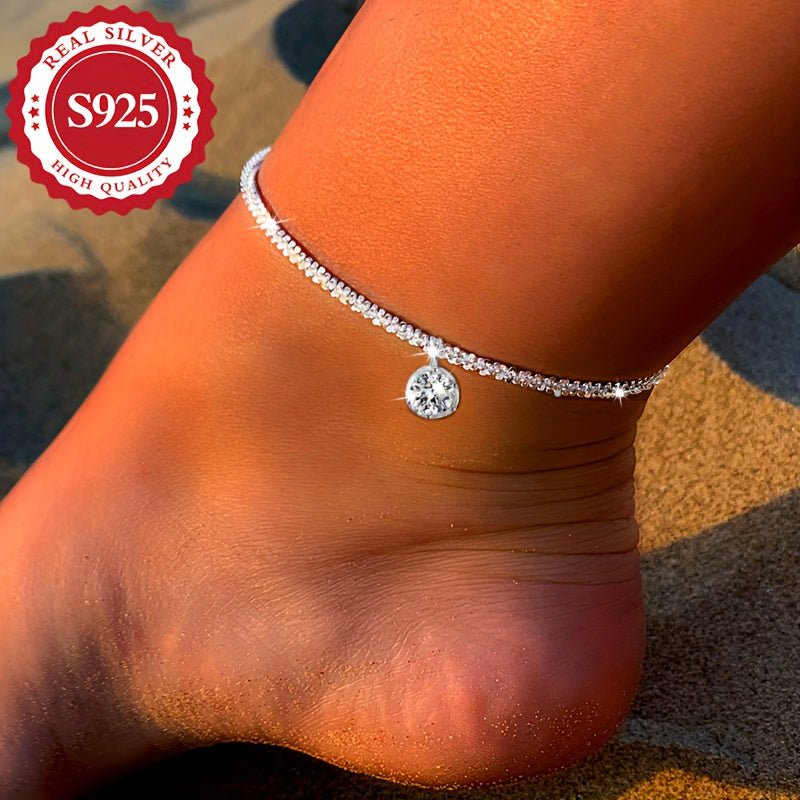 Cat Shop Boys - Silvery Anklet, Elegant And Blingbling Style, Lightweight 0.12 Oz, Ideal For Parties And Parties