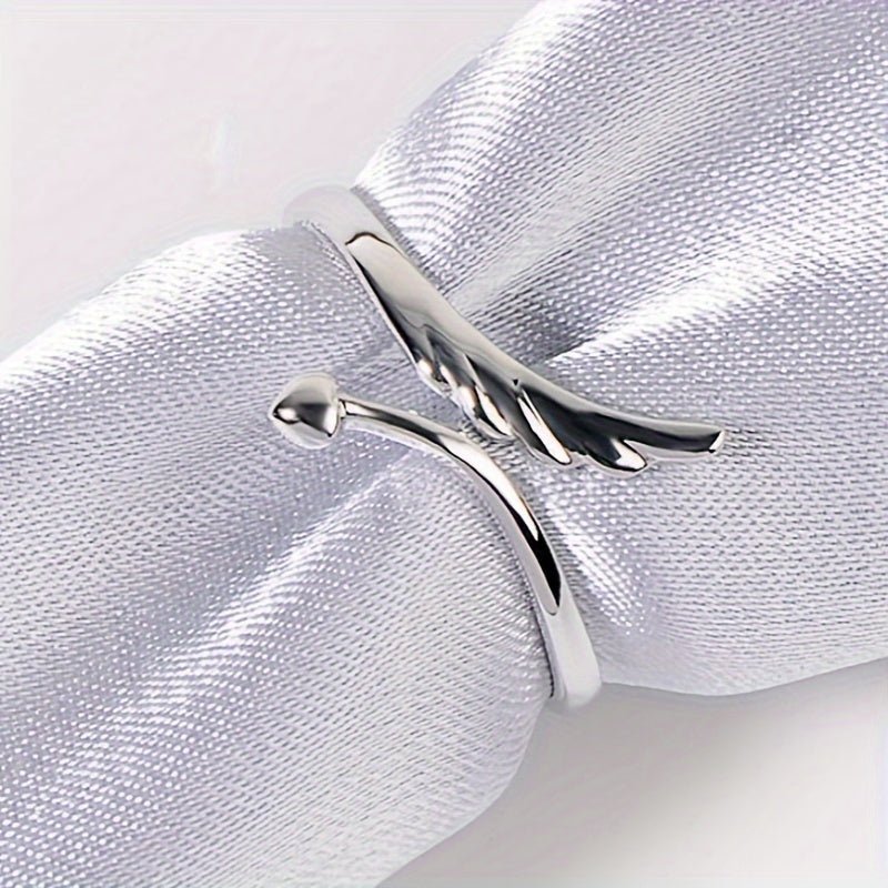 Cat Shop Boys - Single Angel Wing Design Adjustable Wrap Ring - High - Quality Jewelry for Men and Women - Gift Box Included and Resizable to Fit Any Finger