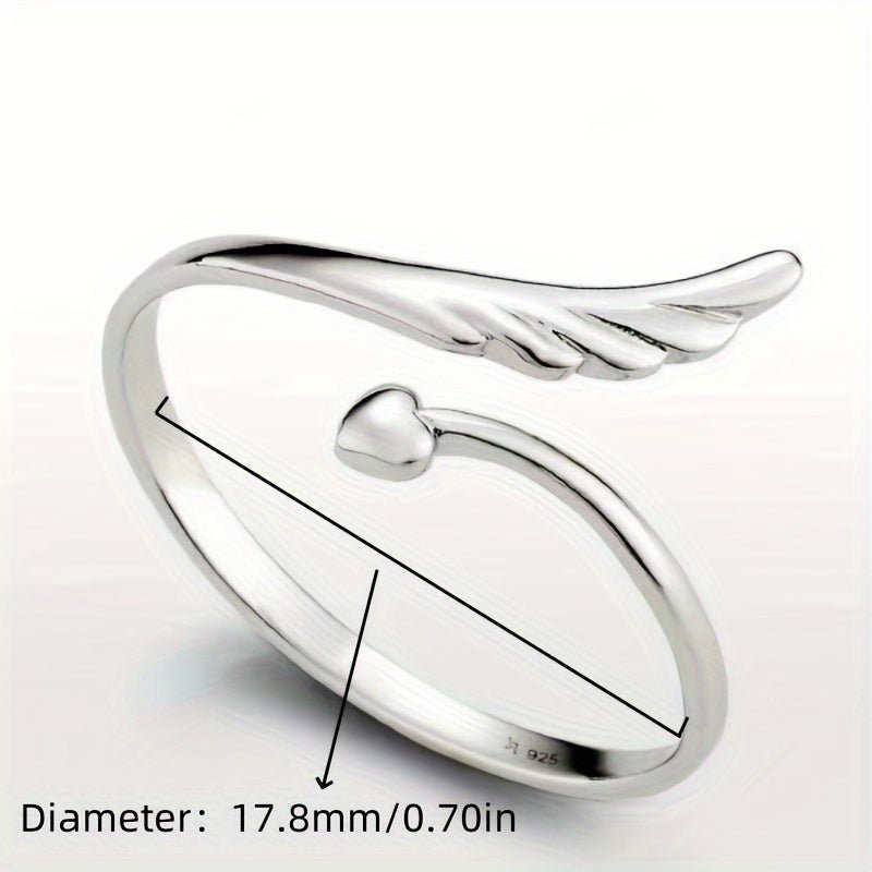 Cat Shop Boys - Single Angel Wing Design Adjustable Wrap Ring - High - Quality Jewelry for Men and Women - Gift Box Included and Resizable to Fit Any Finger