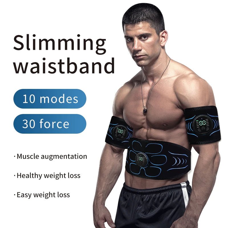 Cat Shop Boys - Smart Abdominal Toning Belt EMS Muscle Stimulator Abs Muscle Toner USB Charge Body Massager Waist Weight Loss Fitness Equipment