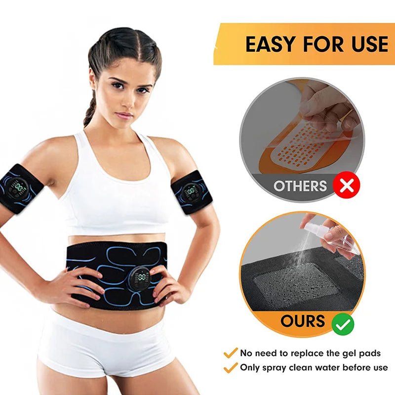 Cat Shop Boys - Smart Abdominal Toning Belt EMS Muscle Stimulator Abs Muscle Toner USB Charge Body Massager Waist Weight Loss Fitness Equipment