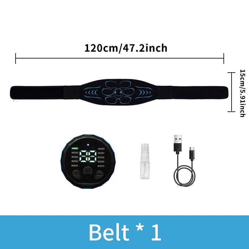 Cat Shop Boys - Smart Abdominal Toning Belt EMS Muscle Stimulator Abs Muscle Toner USB Charge Body Massager Waist Weight Loss Fitness Equipment